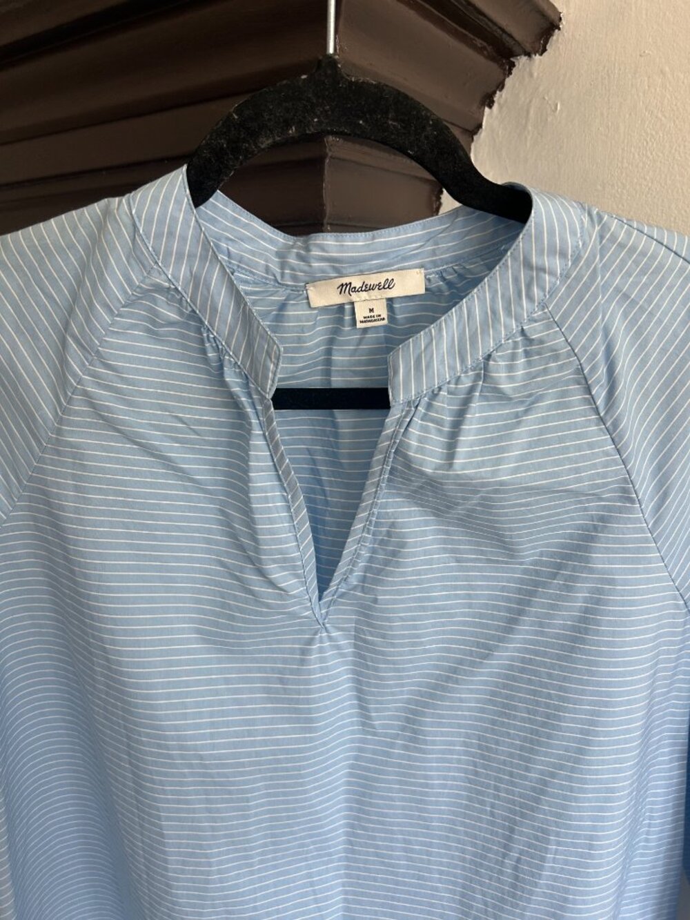Madewell Blue and White Stripes Popover Shirt Size Medium